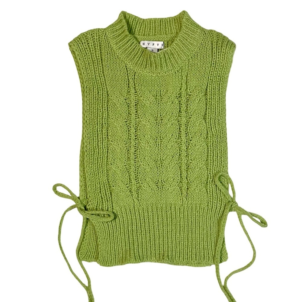 NWT HYFVE Green Cable Knit Side Tie Sydney Knit Sweater Vest